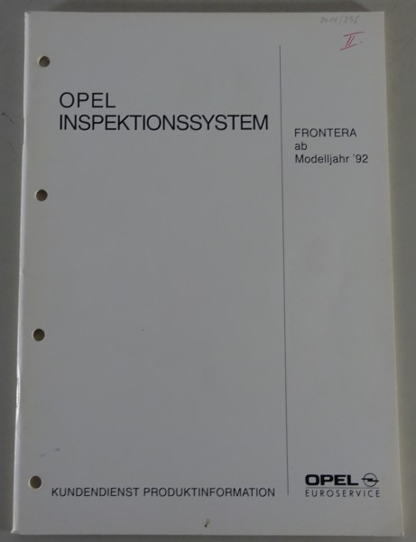 Werkstatthandbuch / Produktinformation Opel Frontera Inspektionssystem ab MJ1992