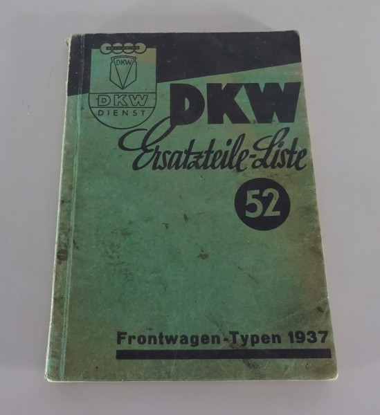 Teilekatalog / Ersatzteilliste DKW Front Meisterklasse F7/Reichsklasse von 1937