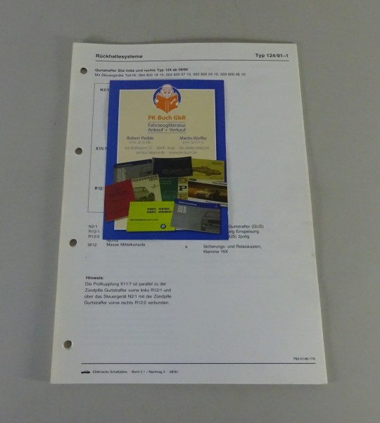 Schaltplan Mercedes-Benz W124 Rückhaltesysteme Stand 08/1993