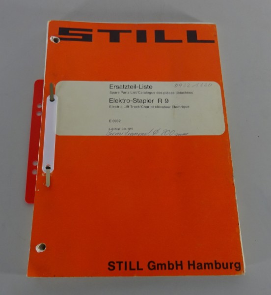 Teilekatalog / Ersatzteilliste Still Elektro-Gabelstapler R 9 Stand 12/1976