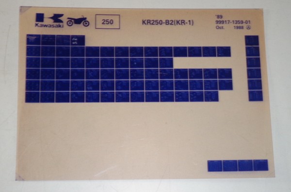 Microfich Ersatzteilkatalog Kawasaki KR 1 KR 250 B2 Model 1989 Stand 10/88