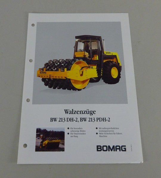 Prospektblatt / Broschüre Bomag Walzenzüge BW 213 DH-2 / 213 PDH-2 Stand 04/1993