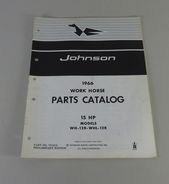 Teilekatalog OMC Johnson Outboards 15 PS Models von 1966