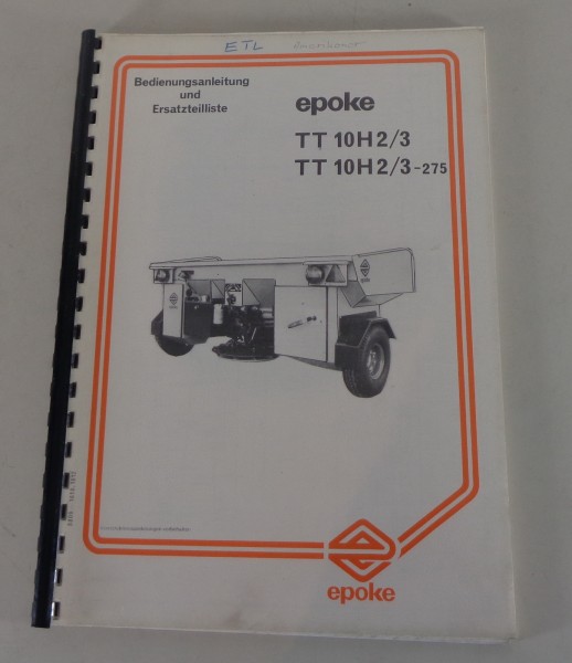 Betriebsanleitung / Teilekatalog Epoke Salzstreuer TT 10H2/3, TT 10H2/3-275