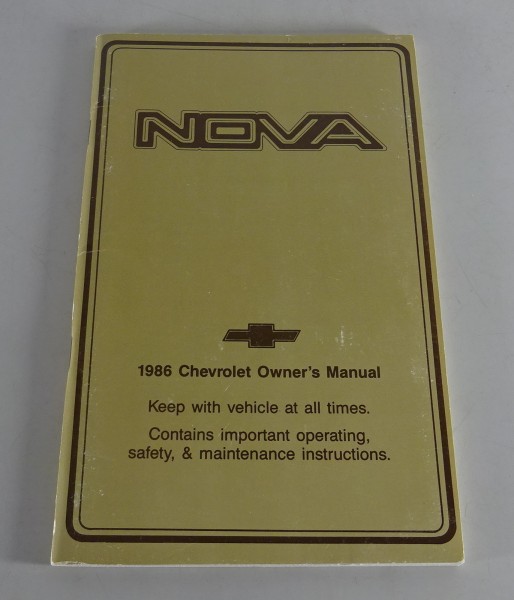 Owner´s Manual / Handbook Chevrolet Nova Stand 1986