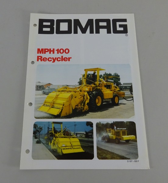 Prospekt / Broschüre Bomag Recycler MPH 100 Stand 03/1986