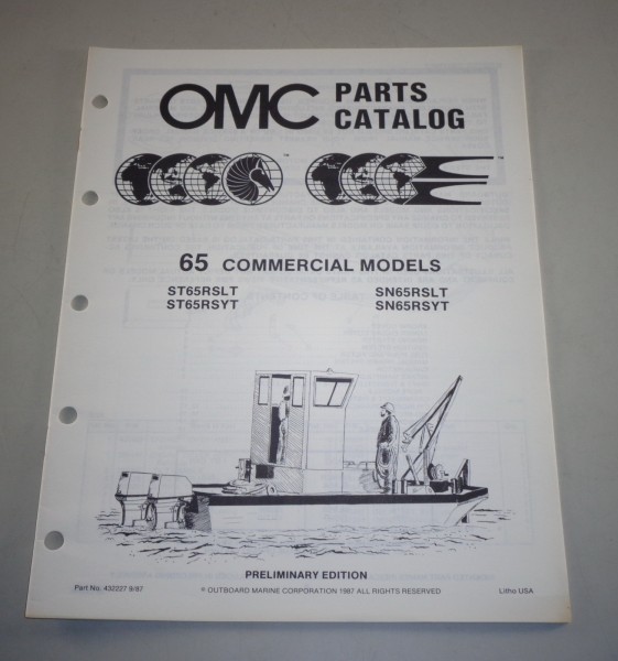 Teilekatalog OMC Bootsmotor Außenborder 65 Commercial Models ab ST65RSLT v. 1987