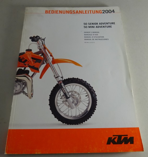 Betriebsanleitung KTM 50 Senior Adventure / 50 Mini Adventure Stand 2004