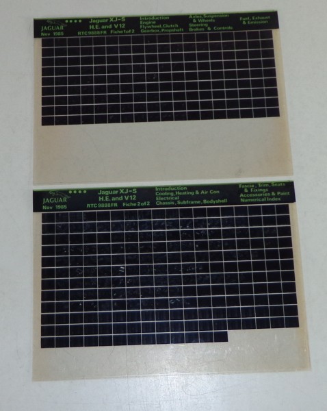 Microfich Teilekatalog / Spare Parts List Jaguar XJS H.E & V12 Stand 11/1985