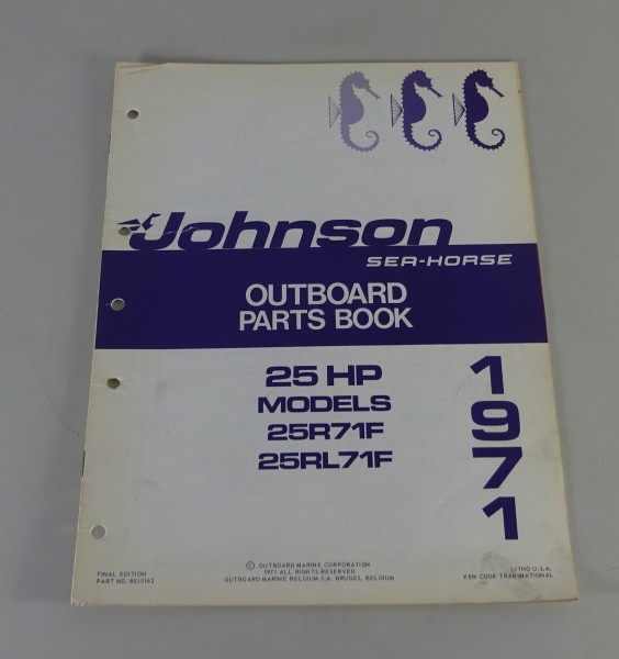 Teilekatalog OMC Johnson Outboards 25 PS Models Stand 1971