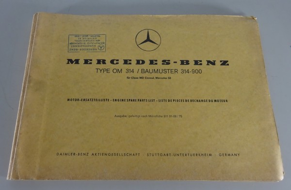 Teilekatalog Mercedes Motor OM 314 BM 314.900 für Claas MD Consul / Mercator 50