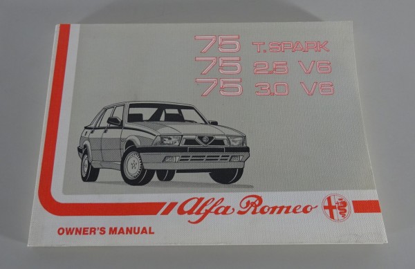 Owner´s Manual / Handbook Alfa Romeo Alfa 75 2.5 / 3.0 V6 + T. Spark from 6/1989