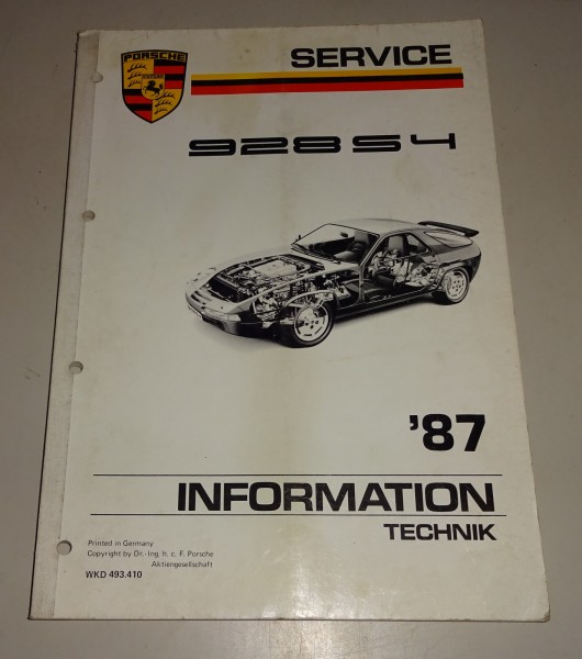 Werkstatthandbuch / Service Information Technik Porsche 928 S4 Modelljahr 1987