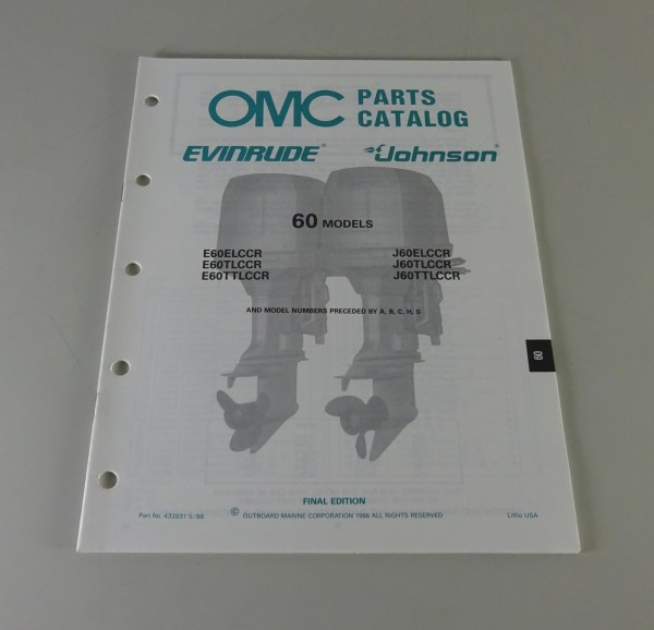 Teilekatalog Johnson Evinrude Außenborder / Outboards 60 Models Stand 5/1988