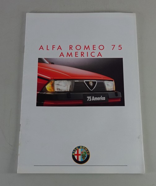 Faltprospekt / Broschüre Alfa Romeo 75 America 6V 3,0 + 1,8 Turbo Stand 1987