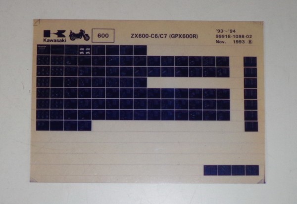 Microfich Ersatzteilkatalog Kawasaki GPX600R ZX600 C6/C7 Model 93-94 Stand 11/93