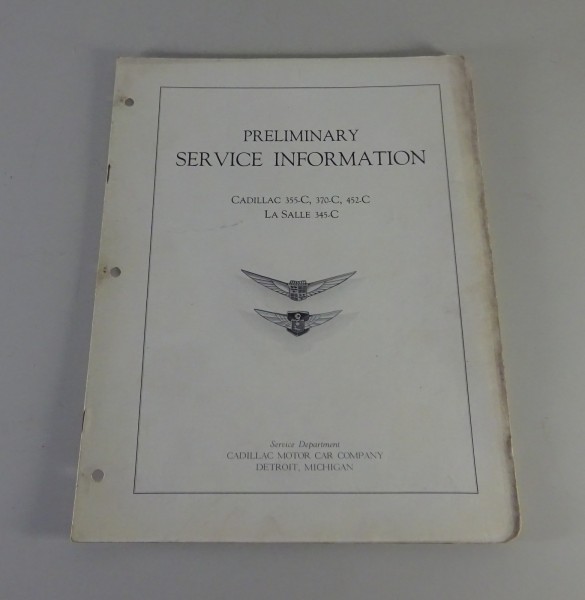 Service Information Nachtrag Cadillac 355-C/370-C/452-C / La Salle 345-C '1932