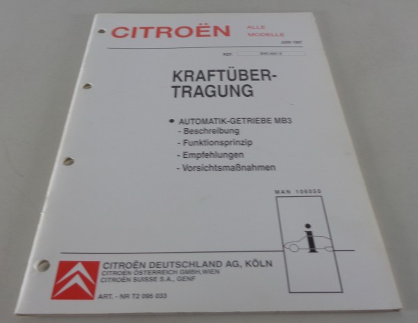 Werkstatthandbuch Citroen Kraftübertragung Automatik-Getriebe MB 3 Stand 06/1997