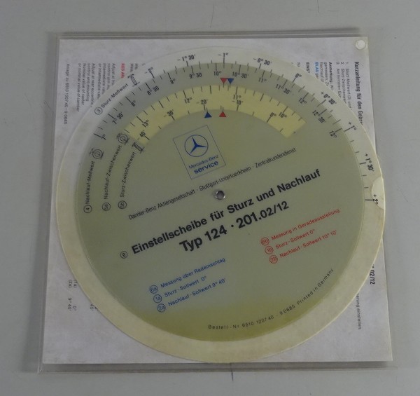 Einstellscheibe Sturz + Nachlauf Mercedes-Benz W124 & W201 Stand 06/1985