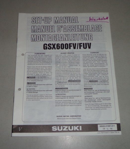Montageanleitung / Set Up Manual Suzuki GSX 600 F / FU Stand 06/1996