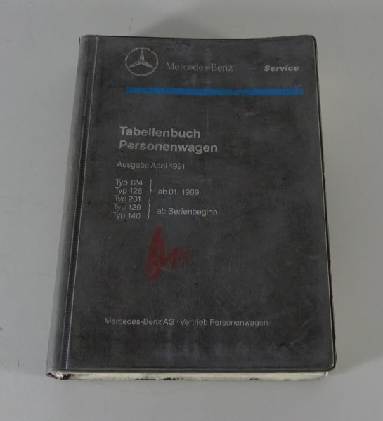 Tabellenbuch Mercedes-Benz W124 / W126 / W201 / W129 / W140 von 04/1991
