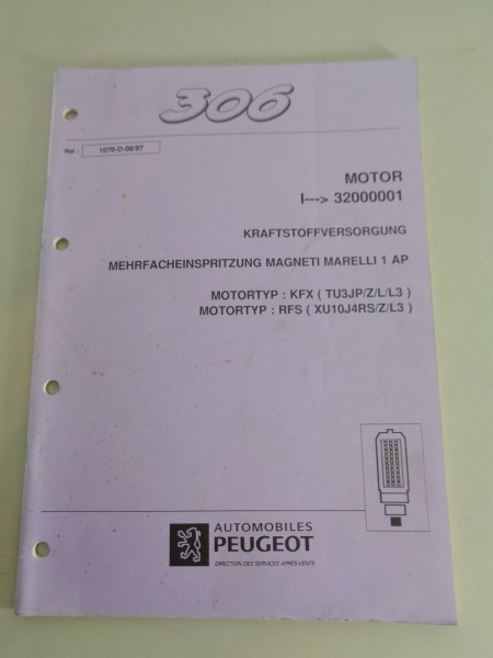 Werkstatthandbuch Peugeot 306 Mehrfacheinspritzung Magneti Merelli 1 AP von 1997