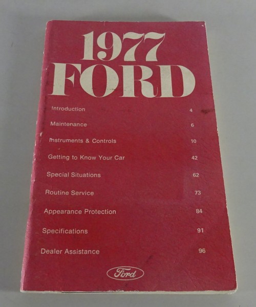 Owner´s Manual Ford Granada (USA) / Fairmont / LTD / Thunderbird Stand 1977