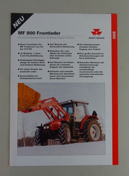 Prospekt / Prospektblatt Massey Ferguson Frontlader MF 871 - MF 899 von 02/1999