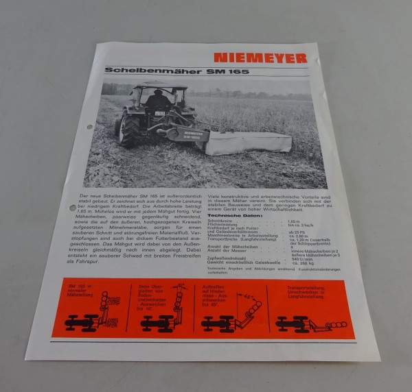 Prospektblatt Niemeyer Scheibenmäher SM 165 Stand 05/1975