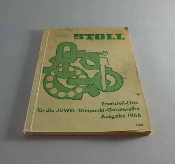 Teilekatalog Stoll Juwel-Dreipunkt-Gerätereihe Stand 1966