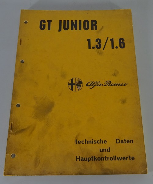 Werkstatthandbuch / Technische Daten Alfa Romeo GT Junior 1300 / 1600 von 12/73
