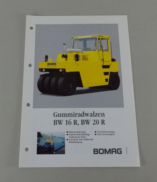 Prospekt / Broschüre Bomag Gummiradwalzen BW 16 R / 20 R Stand 03/1992