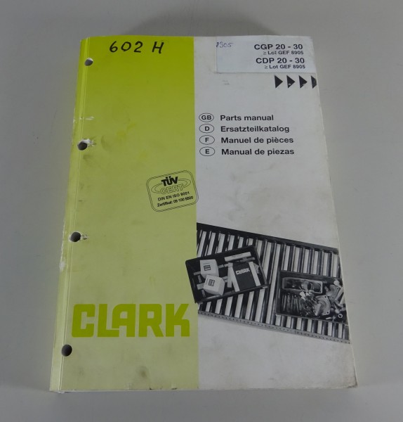 Teilekatalog / Ersatzteilliste CLARK Gabelstapler CGP / CDP 20 - 30 Stand 1996