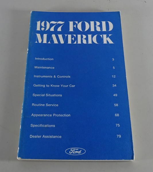 Owner´s Manual / Handbook Ford Maverick Stand 1977