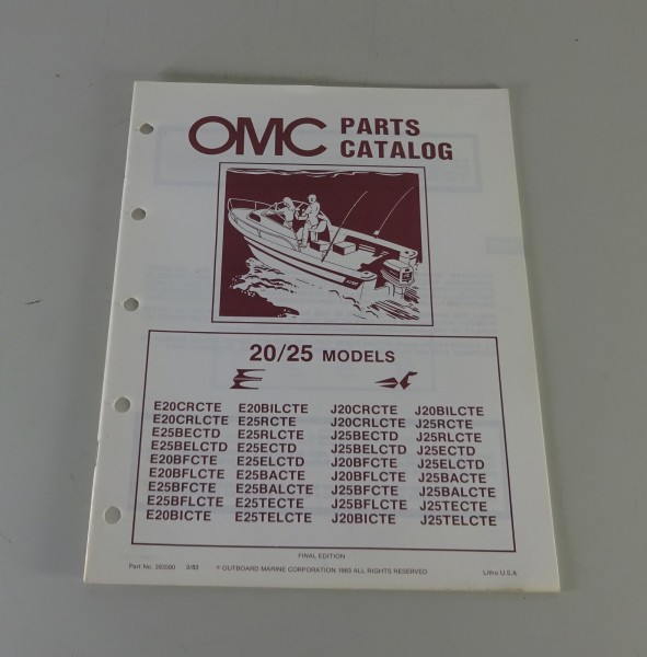 Teilekatalog OMC Evinrude / Johnson Outboards 20 / 25 PS Models Stand 03/1983