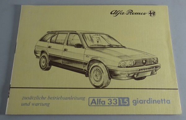 Nachtrag Betriebsanleitung & Wartung Alfa Romeo 33 1.5 Giardinetta Stand 10/1984