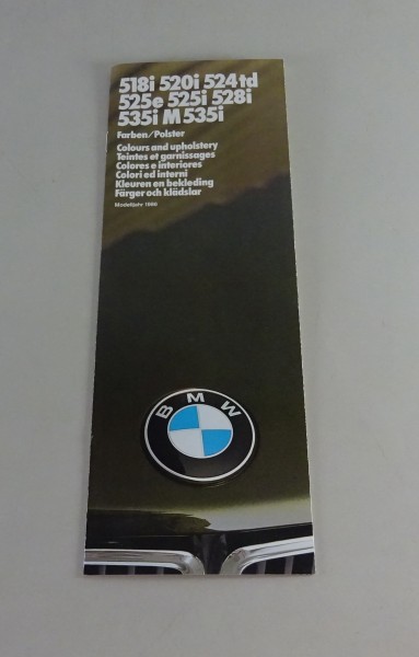 Prospekt Farben/Polster BMW E28 518i 520i 524td 525e 525i 528i 535i/M '02/1985