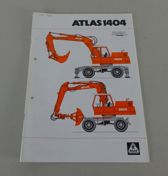 Prospekt / Broschüre Atlas Radbagger 1404 Stand 05/1992