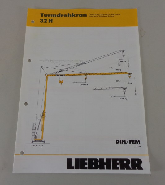 Datenblatt / Technische Beschreibung Liebherr Turmdrehkran 32 H von 04/2007