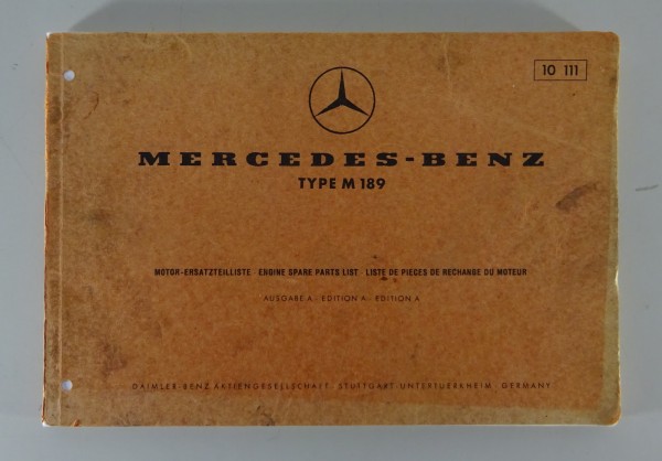 Teilekatalog Mercedes Benz Motor M189 Stand 11/1965