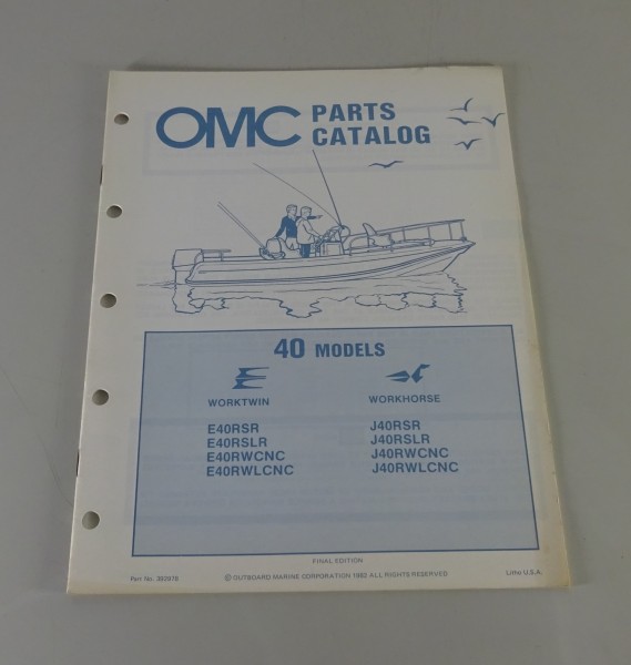 Teilekatalog OMC Evinrude Johnson Outboards 40 PS Models von 1982
