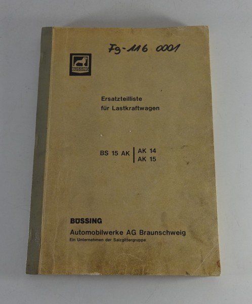 Teilekatalog / Ersatzteilliste Büssing BS 15 AK / 14 + 15