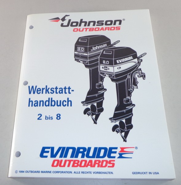 Werkstatthandbuch Johnson Außenborder Bootsmotor Leistung 2 3 4 5 6 8 PS v. 1994