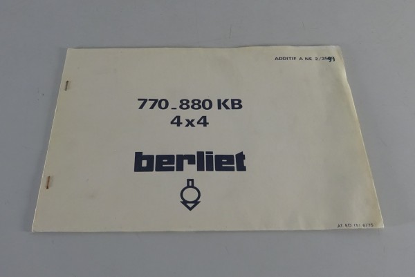 Betriebsanleitung / Handbuch Renault Berliet additif 770_880 KB 4x4