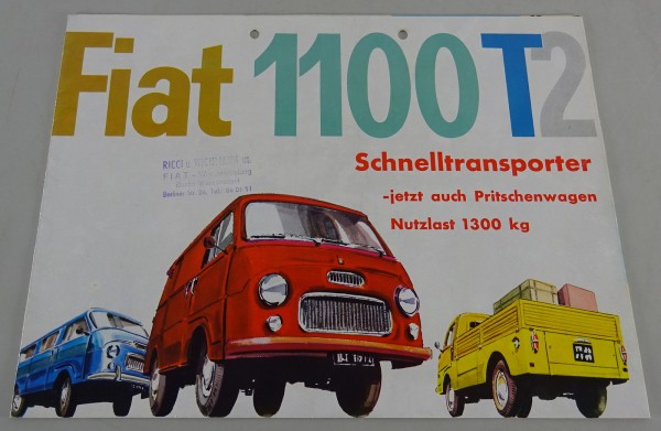 Prospekt Fiat 1100 T2 Schnelltransporter / Bus / Kastenwagen Stand 1973