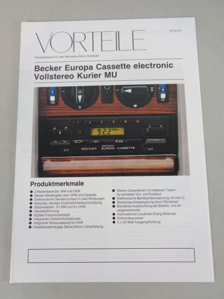 Produktinformationen Mercedes Becker Europa Cassette electronic Stereo Kurier MU