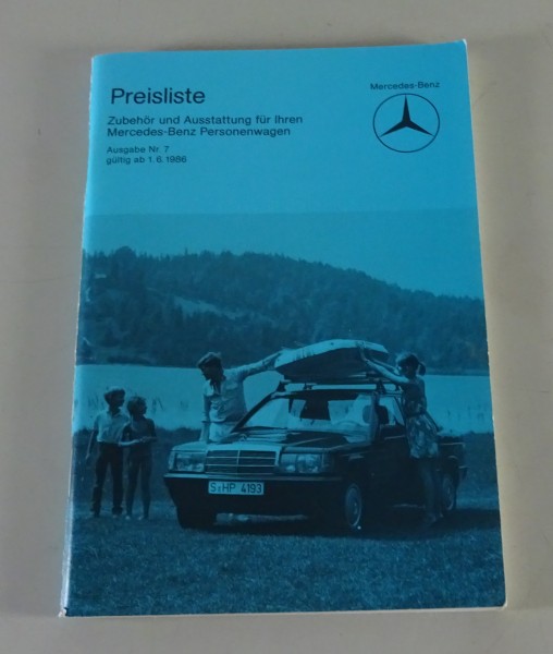 Preisliste Mercedes Benz W124 / W201 / W126 / R107 gültig ab 01/06/1986