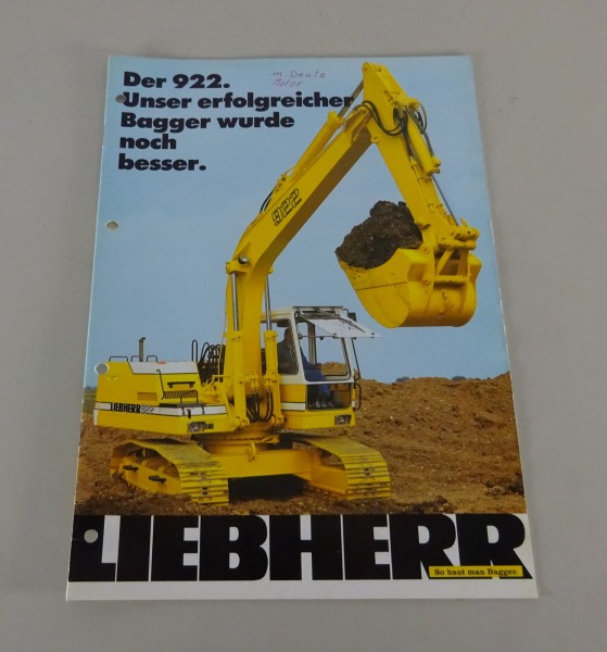 Prospekt / Broschüre Liebherr Hydraulikbagger 922 Stand 08/1981