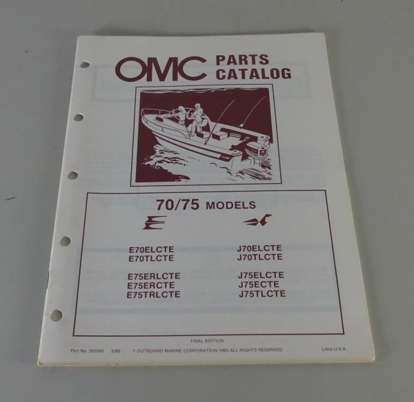 Teilekatalog Johnson Evinrude Außenborder / Outboards 70 / 75 Models von 3/1983