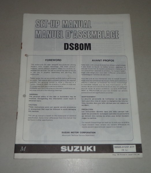 Montageanleitung / Set Up Manual Suzuki DS 80 Stand 08/1990